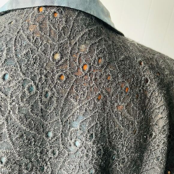 Randall Darwall Blazer Lace Silk Watercolor Black Notched Collar Statement Large - Picture 10 of 13